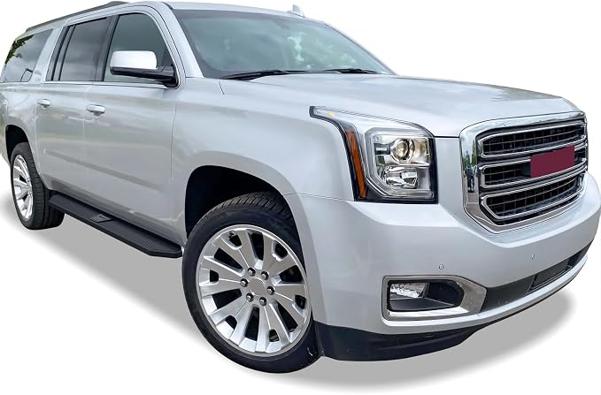 APS 6-inch (Black Stainless Steel Flat Style) Running Boards Side Bars Compatible with Chevy Tahoe 2007-2020 & GMC Yukon 2005-2020 4-Door (Exclude Z71 Hybrid Yukon XL)