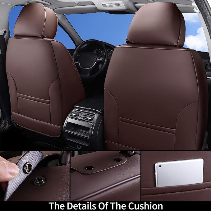 Coverado Seat Covers, Car Seat Covers Front Seats, Car Seat Cover, Car Seat Protector Waterproof, Car Seat Cushion Nappa Leather, Brwon Seat Covers Carseat Cover Universal Fit for Most Cars