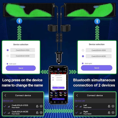 2Pcs LED Eyes for Truck Windshield,Devil Eyes Light for Cars,Flexible Scrolling Programmable LED Signs,Custom Editor Colours,Animations,Text