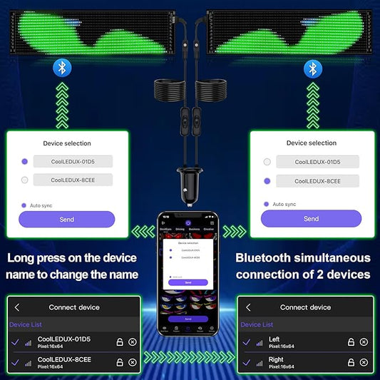 2Pcs Devil Eyes Light for Cars,Flexible Scrolling Programmable LED Signs,LED Eyes for Truck Windshield,Custom Editor Colours,Animations,Text