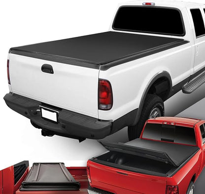 DNA Motoring Truck Bed Soft Tri-Fold Adjustable Tonneau Cover Compatible with 99-16 Ford F250 F350 SD 6.5Ft Bed, TTC-TRISOFT-005