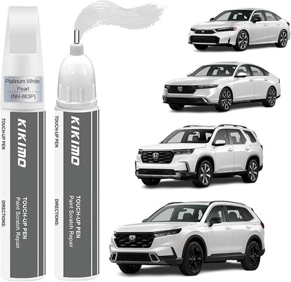 KIKIMO for Honda Touch Up Paint(Platinum White Pearl(NH-883P)), Car Paint Repair Kit for Honda, 2 In 1 Scratches Repair with Pen Tip and Brush, Color-Matched for Quick & Easy Fix