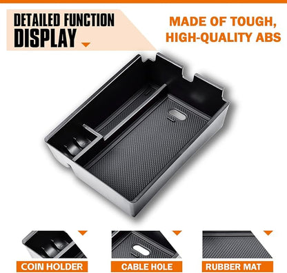 TACORBO Center Console Organizer Compatible with Kia Sportage 2023 2024 2025 2026 NQ5 Accessories, 5th Generation Sportage Armrest Insert Tray Secondary Storage Box floor mats, ABS Material Black Line