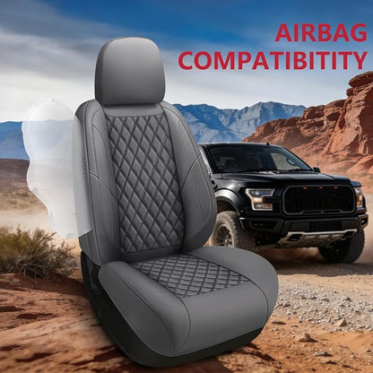 F150 Seat Covers, Custom Ford F150 Truck Seat Cover Fit for 2015-2025 F150 and 2017-2025 F250 F350 F450 Super Duty Crew Cab XL XLT Lariat King Ranch Platinum (Grey, Front and Rear(5 Seats))