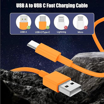 3-Pack Orange [3.3FT+3.3FT+6FT] USB A to USB C Cable，USB to USB C Cable，Car Carplay Cable for iPhone 17 16 15 Pro Plus Pro Max Air，for Galaxy S25, for iPad, for MacBook and More