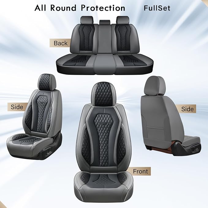 Coverado Car Seat Covers Full Set, Black Seat Covers, Automotive Car Seat Cover, Car Seat Cushion, Car Seat Covers Front Seats Back Seat Covers, Car Seat Protector Universal Fit Most Cars