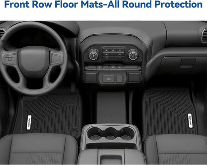 OEDRO Floor Mats Fit for 2019-2026 Chevrolet Silverado GMC Sierra 1500 & 2020-2026 2500HD 3500HD Crew Cab Bench Seat, All-Weather Protection Floor Liners, TPE Material Car Mats, Black