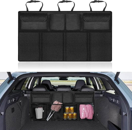 Trunk Organizer with 8 Storage Pockets, Large Capacity Car Storage Bag, Automotive Interior Cargo Organization Storage Bag Accessories, Universal for SUV, Truck, Van