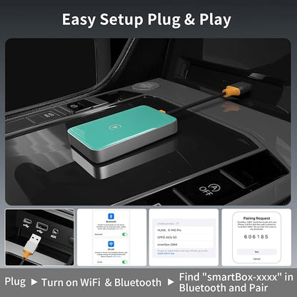 Wireless CarPlay Adapter,Covert Factory Wired to Wireless Car Play Adapter for iPhone 6+ (iOS only) Easy Setup Plug&Play,Multiple Controls,Support USB&USB-C