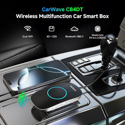Wireless CarPlay AI Box with OBD2 Scanner, Car Video Streaming Wireless Plug & Play Carplay Adapter for iPhone & Android Auto with ChatGPT, Supports YouTube, Netfilx 256GB Max, HDMI