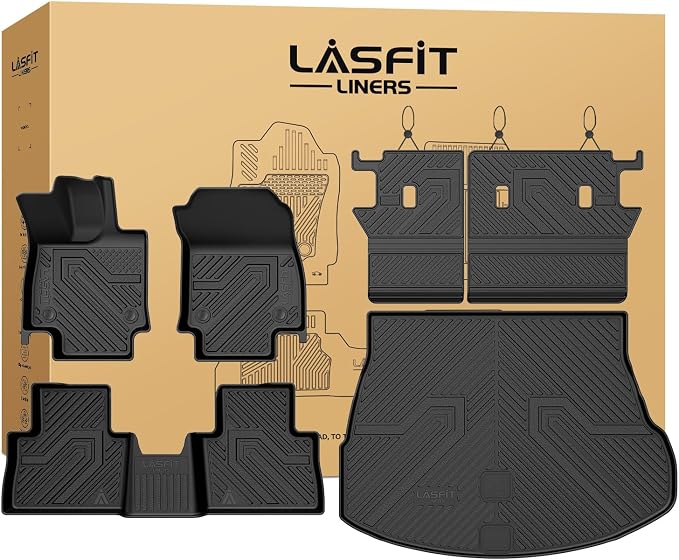 LASFIT Floor Mats&Cargo Mat&Backrest Mats for 2026-2022 Lexus NX 350/ NX250/ NX (Not Fit for NX350h/ NX450h+), Custom Fit All Weather TPE Floor Liners Full Set, Refined Interior Protection, Black