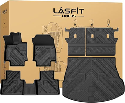LASFIT Floor Mats&Cargo Mat&Backrest Mats for 2026-2022 Lexus NX 350/ NX250/ NX (Not Fit for NX350h/ NX450h+), Custom Fit All Weather TPE Floor Liners Full Set, Refined Interior Protection, Black