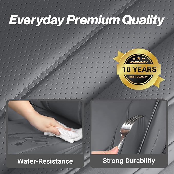 Coverland Custom Fit Car Seat Covers for SUV Compatible with [Grand Cherokee, Explorer, Escape, Mustang Mach E] Premium Waterproof Non-Slip Interior Seat Protector [Front Dark Gray - Size Chart A18]