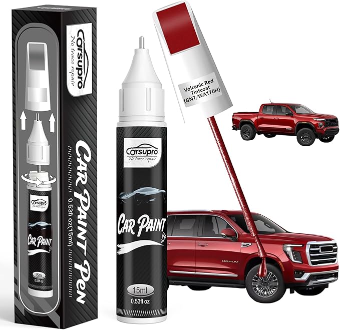 Volcanic Red Tintcoat(GNT/WA170H) for GMC Touch Up Paint Pen, 2 in 1 Car Scratch Remover with Pen Tip and Brush, Precise Color Match for Car Paint Scratch Repair, Quickly and Easily Fix Chips and Nicks