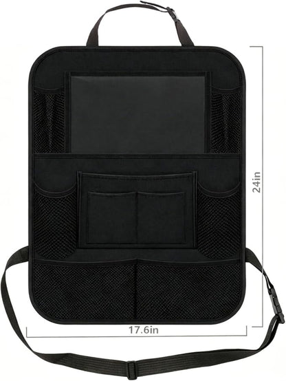 TCJJ Car Backseat Organizers with 10" Touch Screen Tablet Holder&9 Storage Pockets,Back Seat Organizer for Kids Waterproof Car Seat Organizer,Black/2 Pack