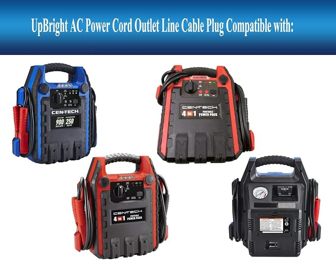 UpBright AC in Charging Cord Charger Cable Compatible with CenTech 4-in-1 Jump Starter Air Compressor Item# 62453 62374 56631 Portable Power Pack 348985 Jump Start Cen-Tech 12V 17Ah Lead-Acid Battery