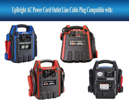 UpBright AC in Charging Cord Charger Cable Compatible with CenTech 4-in-1 Jump Starter Air Compressor Item# 62453 62374 56631 Portable Power Pack 348985 Jump Start Cen-Tech 12V 17Ah Lead-Acid Battery