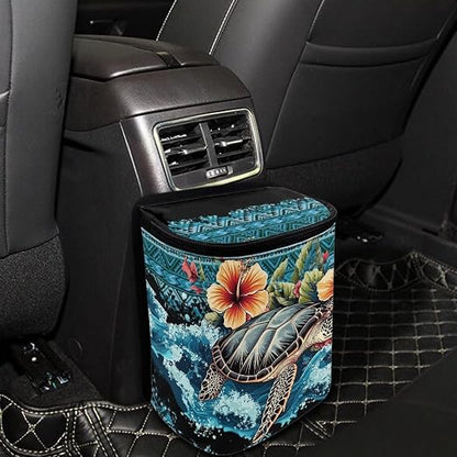 BIGCARJOB Flower Blue Turtle Car Trash Can Bin for Car Back Seat,Portable Car Trash Bag Hanging,Vehicle Trash Can Automotive Car Garbage Cans Auto Accessories