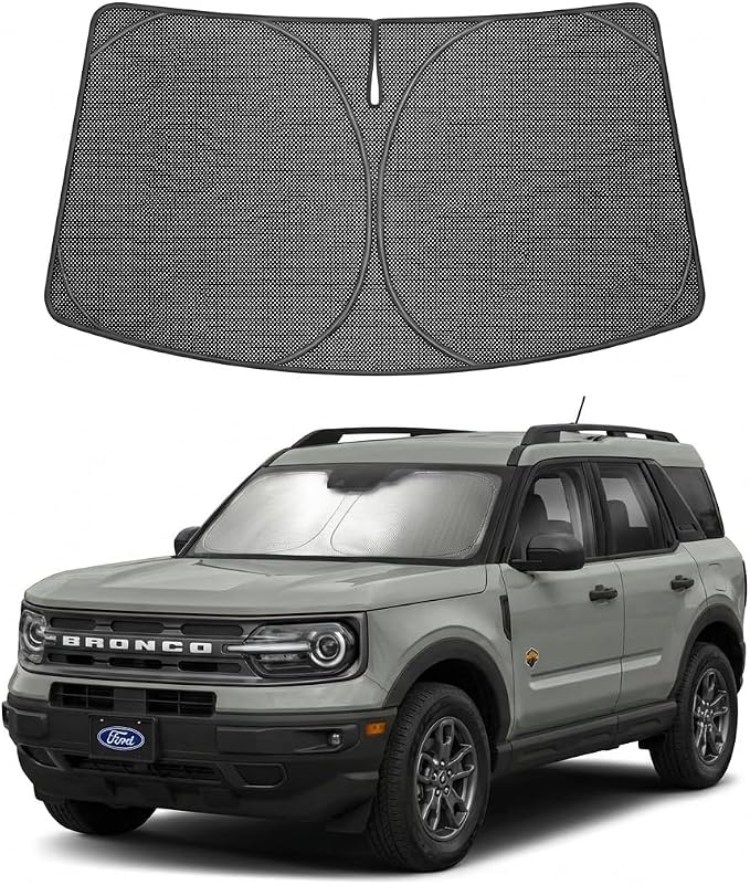 Proadsy Windshield Sun Shade Custom Fit Ford Bronco Sport 2021-2026 Ice Crystal Black Front Window Sunshade UV and Heat Blocker Foldable Visor Keeps Car Cooler for Summer Parking and Daily Use