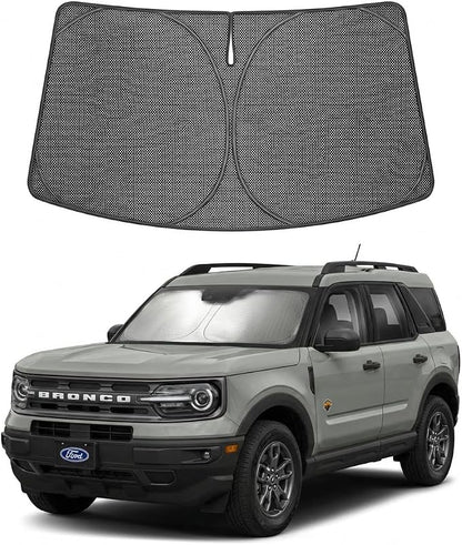 Proadsy Windshield Sun Shade Custom Fit Ford Bronco Sport 2021-2026 Ice Crystal Black Front Window Sunshade UV and Heat Blocker Foldable Visor Keeps Car Cooler for Summer Parking and Daily Use