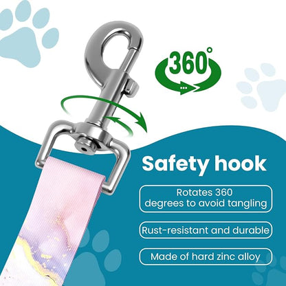 Adjustable pet cat and Dog car seat Belt. The Lanyard is Flexible and Adjustable from 20 to 33 inches (Pink Marble + Purple Marble)