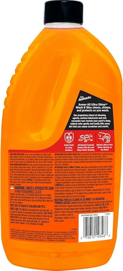 Armor All Ultra Shine Car Wash and Car Wax,Cleaning Fluid for Cars,Trucks,Motorcycles,64 Fl Oz Each,(Pack of 3)