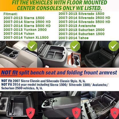 TACORBO Center Console Organizer Tray for 07-2014 GMC Sierra 2500 3500 Yukon XL Silverado 2500 3500 Suburban 1500 Tahoe / 07-13 GMC Sierra 1500 Chevy Silverado Suburban 2500 Avalanche Accessory - Red
