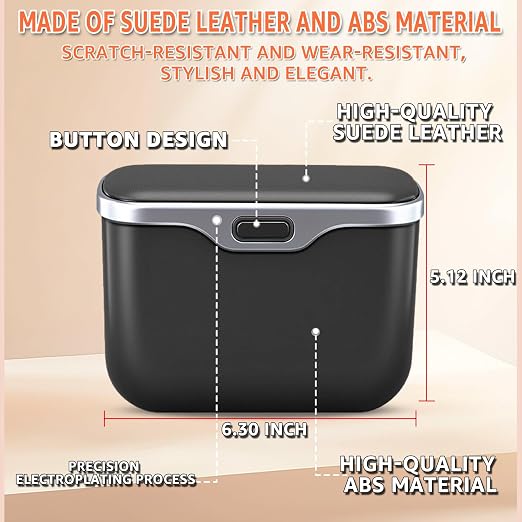 HOLDCY Car Trash Can, Waterproof Multi‑Functional Auto Trash Bin for Door/Console/Seat Back, Universal Vehicle Garbage Can for Car/Truck/SUV Drivers (Black)