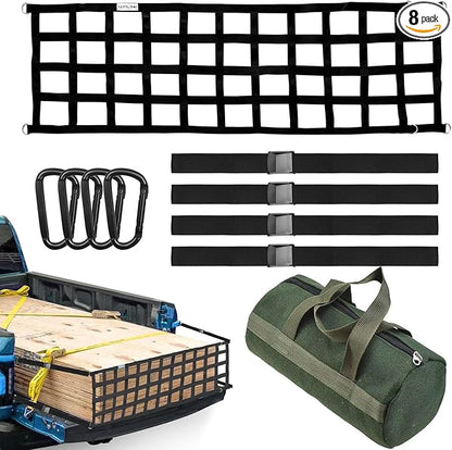 Tailgate Net-LLTTLTMM,Heavy Duty Tailgate Truck Cargo Net for Full Size Truck,60inx18in Easy-to-use Cargo Net for Pickup Bed Net for Chevrolet,Ford,Toyota,GMC,Jeep,Dodge RAM,Pickup(Black)