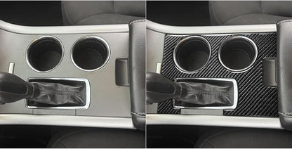 Premium Carbon Fiber Compatible with Ford Edge 2011-2014 2012 2013 SEL/Limited/SE/Sport Accessories Car Center Console Water Cup Holder Panel Cover Interior Trim Sticker Decal Black 1PC