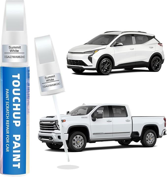 Summit White(GAZ/WA8624) Touch Up Paint Compatible with Chevy 2-in-1 Car Scratch Repair Pen for Rock Chips, Door Scratches & Paint Nicks Exact Color Match Quick Dry DIY Fix for Silverado Silverado