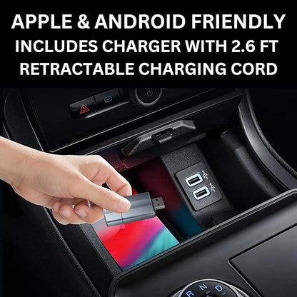 Wireless Car Play Adapter - Convert Wired to Wireless for iPhone & Android | Car Play for Vehicles 2017+ | Bluetooth Connection | Hands-Free Control | Charger with 2.6 ft. Retractable Charging Cord