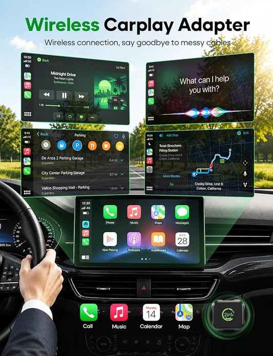 2026 Upgraded Wireless CarPlay & Android Auto Adapter, 2-in-1 Mini Size Plug and Play Adapter for iPhone & Android Auto, Seamless Connection for Convert Wired to Wireless Car Play, USB/USB-C Port