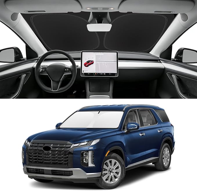 Custom Fit Windshield Sun Shade for Hyundai Palisade 2020-2025, Blocks UV & Heat, Front Window Sunshade Accessorie, Easy Fold & Store Keep Your Car Cooler
