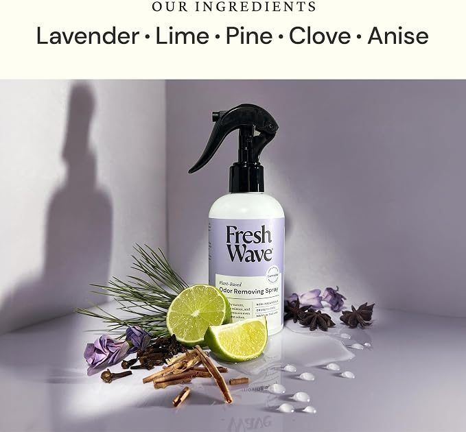 Fresh Wave Lavender Scent Odor Removing Spray, 8 fl. oz. | Pack of 4 | Odor Absorber for Home, Furniture, Fabrics & Trash | Safer Odor Relief