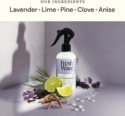 Fresh Wave Lavender Scent Odor Removing Spray, 8 fl. oz. | Pack of 4 | Odor Absorber for Home, Furniture, Fabrics & Trash | Safer Odor Relief