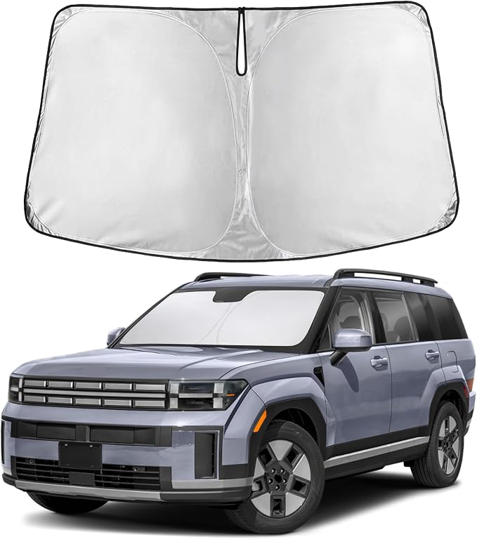 EcoNour Windshield Sunshade Compatible for Hyundai Santafe 2024 2025 2026, Sun Visor for Front Windshield & Window Sun Shade Cover, UV Heat Blocker & Protector, Car Accessories