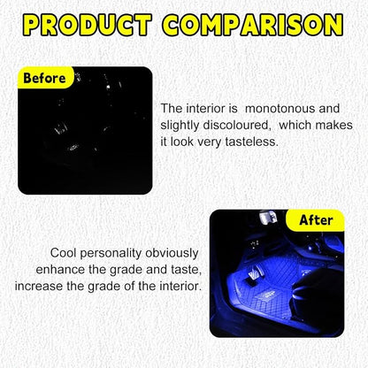 Car LED Strip Light, 48 LEDs RGB Neon Interior Atmosphere Lights, 12V Under Dash Ambient Night Light, USB Port Auto Interior Decorative Lamp, Universal Car Accessories (Blue)