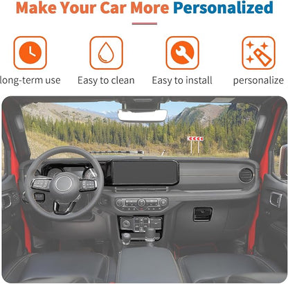 JeCar 11pcs Black Carbon Fiber Interior Trim Kit for 2024 2025+ Jeep Wrangler JL JLU Gladiator JT