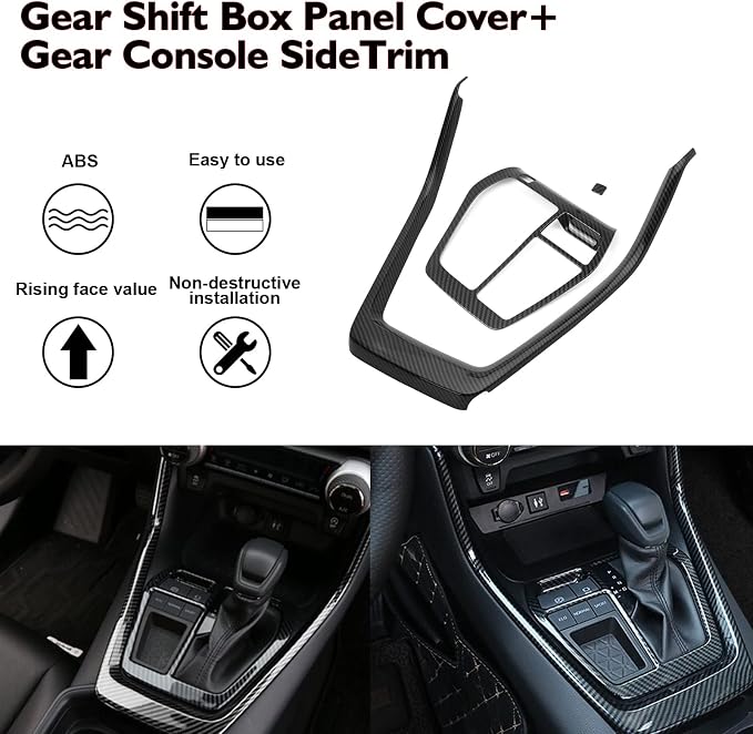 x xotic tech Set Carbon Fiber Style Interior Center Console AC Control Panel Gear Shift Lever Water Cup Holder Armrest Box Accessories Cover Trim Combo Kit, Compatible with Toyota Rav4 2019-2025
