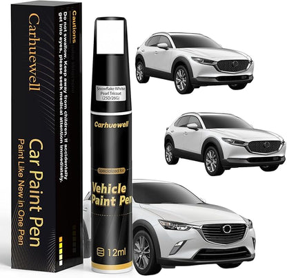 Snowflake White Pearl Tricoat(25D/26G) Touch Up Paint Compatible with Mazda, Exact Match Car Paint Pen Automotive Scratch Repair Remover Kit Quick & Easy Solution for Vehicle Chips and Nicks