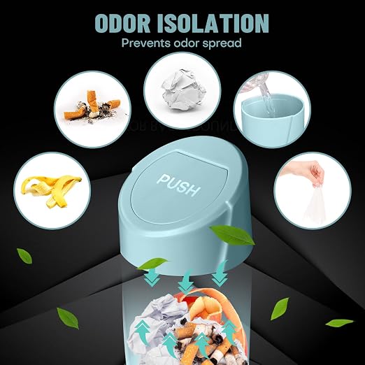 Car Trash Bin with Lid-2 Packs Garbage Can Cup Holder-Dark Green Mini Leakproof Vehicle Trash Bin with 40pcs Trash Bags-Car Organizers and Storage for Front Back Seat Accessories