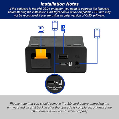 HMYC Mazda Carplay and Android Auto Retrofit Kit, TK78-66-9U0C OEM Media Hub Fits to MZD Connect System, Compatible with Mazda 2/3/6/CX3/CX5/CX9/MX5 2015-2020 Year(Type-c Fast Charging Interface)