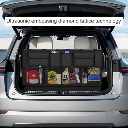 Car Trunk Organizer and Storage, Large Capacity Backseat Hanging Storage Accessories, Backseat Car Organizer for SUV/MPV/Truck (Black)