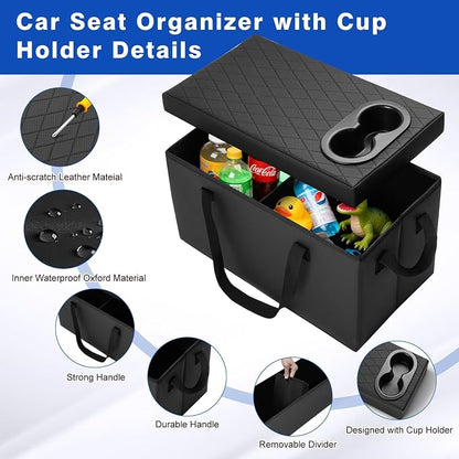 Shademax Custom for Ford Explorer Seat Organizer with Cup Holders Car Backseat Organizer for Ford Explorer 2020-2025 2026 Accessories Console Organizer for Kids Toys, Baby Supplies, Travel Dog Toys