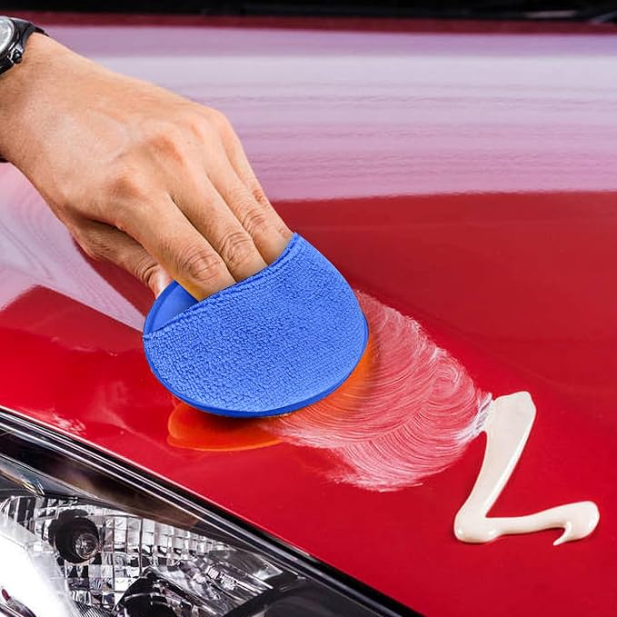 wugongshan 10 Pcs Microfiber Wax Applicator Pads, Ultra-Soft Microfiber Wax Foam Applicators Pads, Car Auto Care Buffing Detail Polishing Foam Pads Applicators for Car Cleaning Fine Polishing