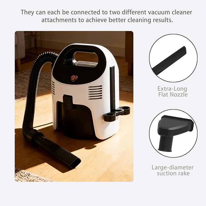 Portable Wet/Dry Vacuum, 2-Gallon, Small Shop Vacuum，Corded, Compact Wet/Dry Vacuum for Pets & Cars，Black-White Elf