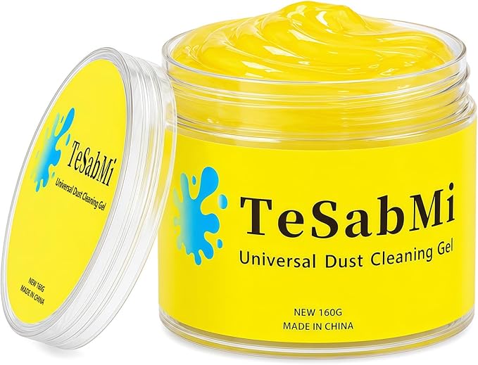 TeSabMi Car Cleaning Gel, Yellow, 160g | Reusable Cleaning Putty, Dust Slime, Air Vents & Dashboard Gaps, Cup Holders & Console Buttons, Vehicle Interior Detailing