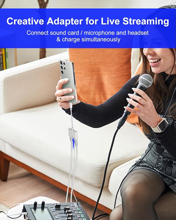 USB C Splitter 1 in 3 Out Dual USB C Headphone and Charger With 480Mbps Data, USB-C to 3.5mm Headphone Jack+ Dual Type c Dongle Surpport Music, Call, Microphone, PD60W Charging, Data Transfer