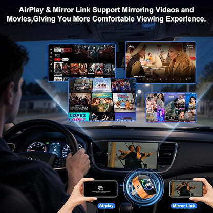 Wireless CarPlay Adapter 4 in 1 Car Screen Mirroring Adapter to Play TV on Car Screen for iPhone & Android, Upgrade Support Airplay&Mirror Link,CarPlay&Android Auto,Wired to Wireless,Plug and Play